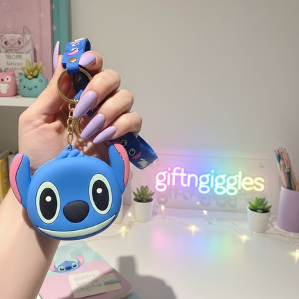 Stitch Silicone Coin Pouch/Keychain/Bag Charm