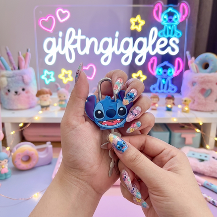 Kawaii Stitch Character Decorative Lock and Key Set