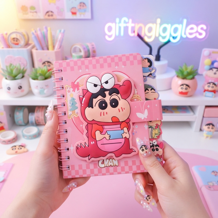 ✨ Crayon Shinchan Velcro Closure Spiral Diary / Cute Kawaii Notebook ✨