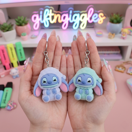 🧸 Cute Pastel Hooded Stitch-Inspired Charms 🌌💙