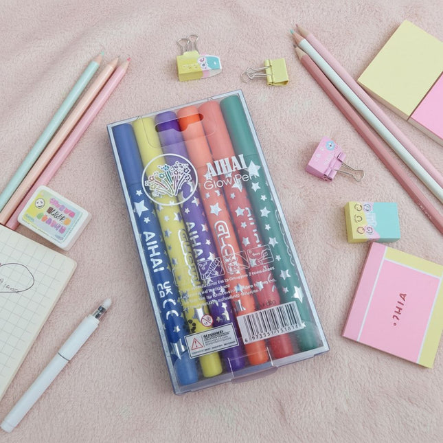 Glow Pen Set – 6 Vibrant Colors | Neon Marker Pens for Art, Crafts & School Projects