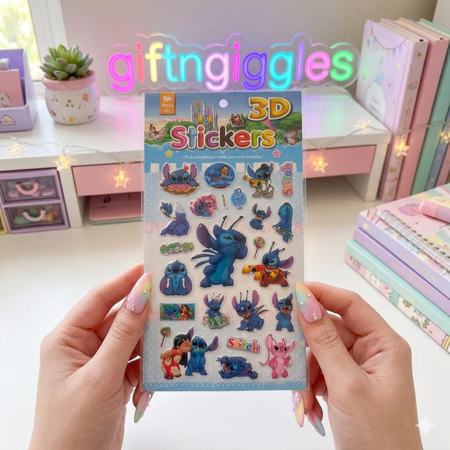 3D Stitch & Angel Puffy Sticker Sheet ✨💙