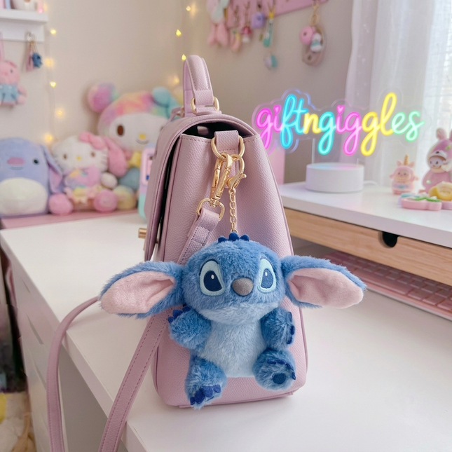 💙✨ Disney Stitch Plush Keychain & Bag Charm 🛸🎒 Fluffy Cute Aesthetic  🧸💖