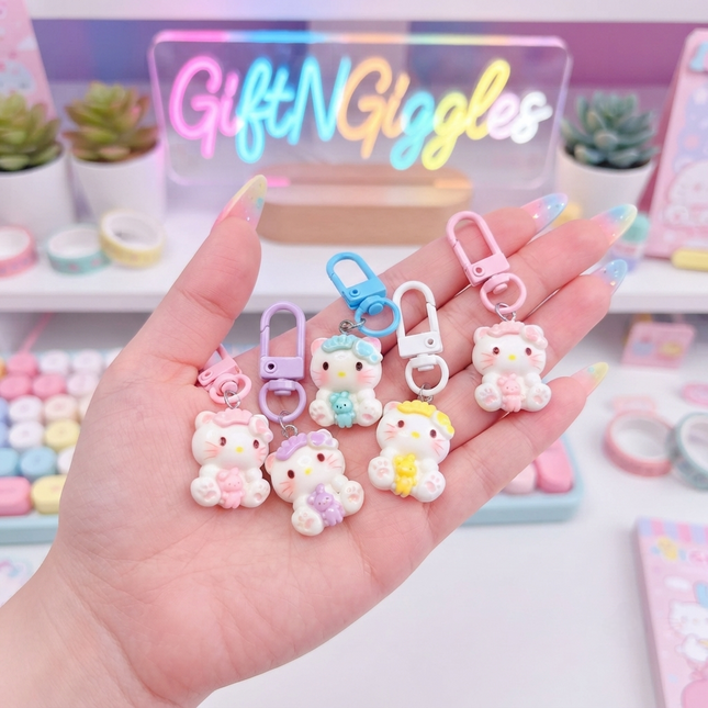 🎀 Cute Hello Kitty Zip Charms & Keychain Accessories – Aesthetic Pastel Bag Charms 🌸✨