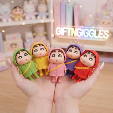 ✨🎁 Big Size Shinchan Rainbow Raincoat Figurines - Collectible Anime Toys 🧸🌈🌧️