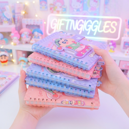 ✨ Crayon Shinchan Velcro Closure Spiral Diary / Cute Kawaii Notebook ✨