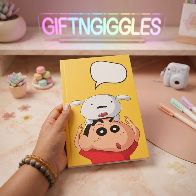 Cute Crayon Shinchan & Shiro Lined Notebook 📒🐕✨