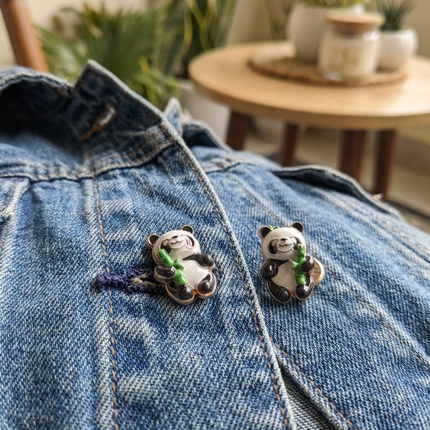 Panda Jeans Button-Cute Enamel Denim Accessory