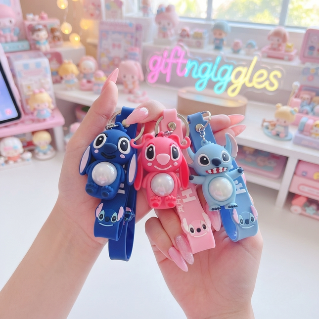 ✨ Stitch & Angel Glow-Up Light Keychains 💙💖🌟