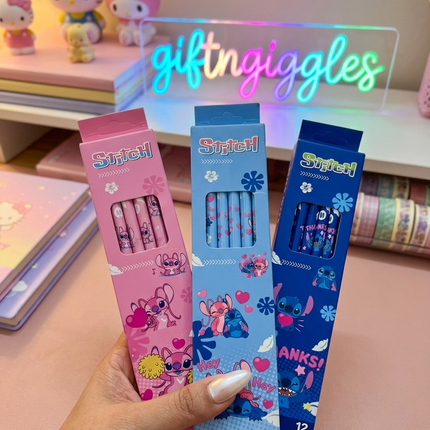 Stitch & Angel Kawaii 2B Pencil Set  🌸