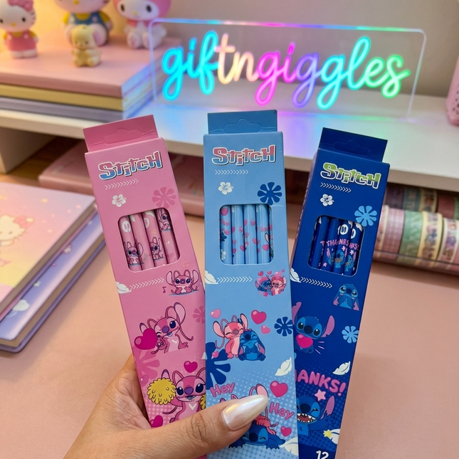 Stitch & Angel Kawaii 2B Pencil Set  🌸